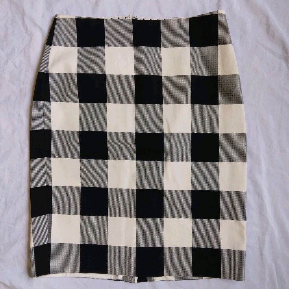 Talbots Pencil Skirt Black and White Checkered Plaid Women's Size 2